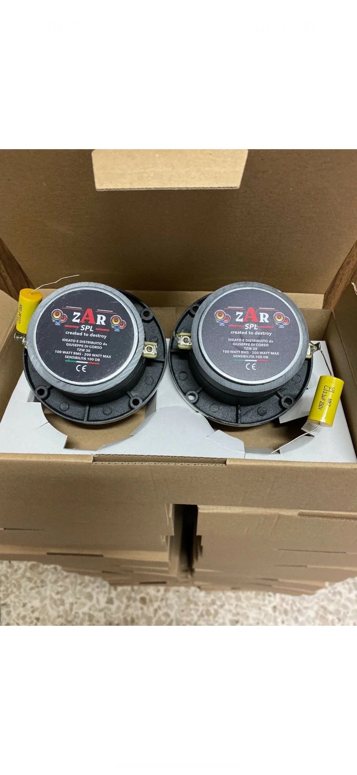 ZARSPL  TZW30 COPPIA TWEETER COMPRESSIONE SPL 400W + CONDENSATORI OMAGGIO Car Dj
