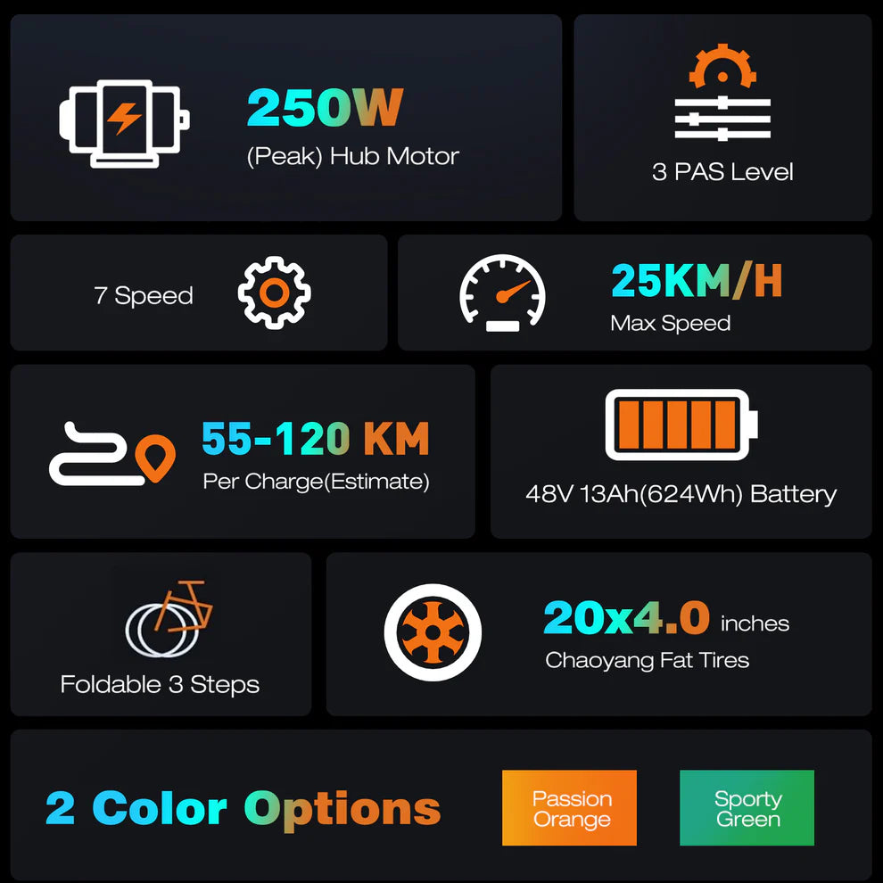 Bici elettrica pieghevole e-bike 250w 48v 13ah